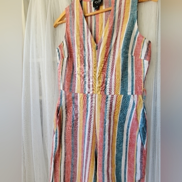 Nordstrom ECI New York Stripes Cropped Linen Jumpsuit - Picture 2 of 12